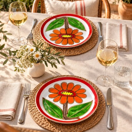 Round plate Linosa De simone handmade sicilian pottery Round plate Linosa De simone handmade sicilian pottery
